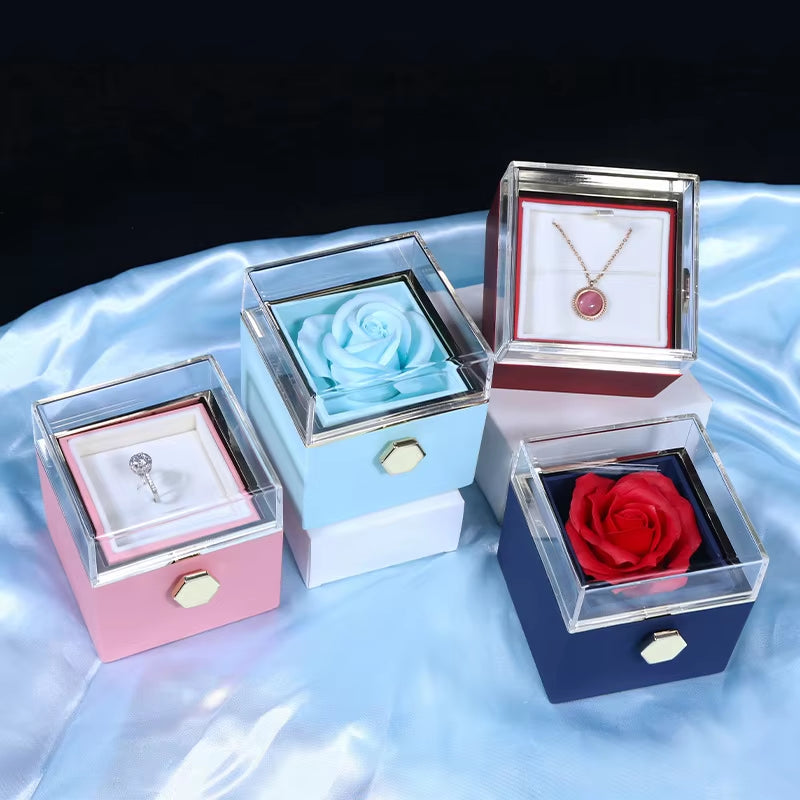 100 Languages I Love You Projection Necklace with Rotating Rose Gift Box 2023 New Creativity Design Romantic Luxury Jewelry Set